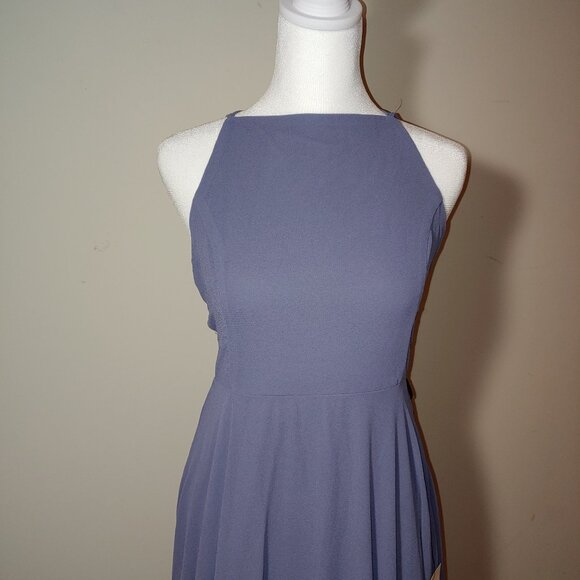 Lulus Strappy To Be Here Denim Blue Lace-Up Maxi Dress Size L - Picture 3 of 9